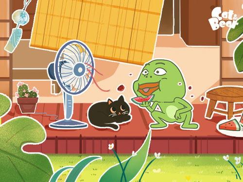 粉色熊吃瓜,粉红萌熊的甜蜜瓜果时光